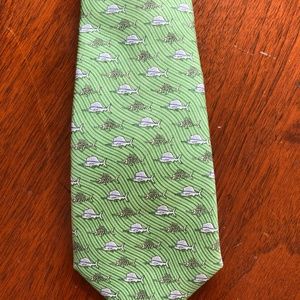 Vineyard Vines Boys Green Sailfish Bones Silk Tie